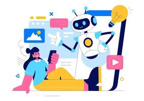 Artificial Intelligence Digital Brain Illustration with Programmer and Technology Concept vector