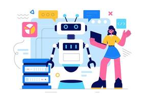 Programmer Working on Artificial Intelligence Systems and Data Analysis in Style vector