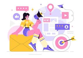 Advertising Campaign Illustration with a Team Working on Public Relations Strategies for Businesses vector