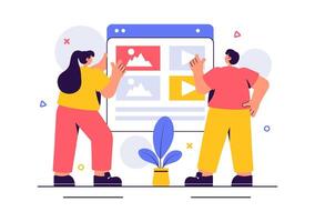 Flat Style of Digital Publishing for Social Media and Blog Content Marketing vector