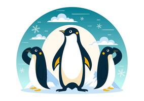 January 20 Penguin Awareness Illustration with Arctic Animals and Icebergs in a Flat Design vector