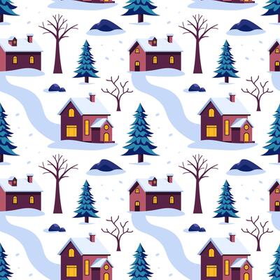 Charming Snowflake Seamless Pattern with Hand-Drawn Winter Motifs