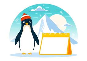 Save the Penguins Illustration Featuring Wildlife and Icebergs in a Flat Cartoon Style vector