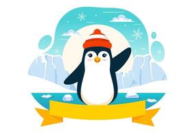 Penguin Awareness Day on January 20 with Icebergs and Penguins in Flat Cartoon Design vector