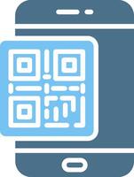 Qr Code Glyph Two Color Icon Design vector