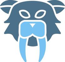 Saber Tooth Glyph Two Color Icon Design vector