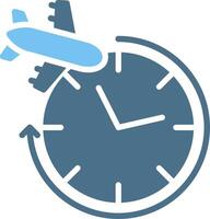Clock Glyph Two Color Icon Design vector