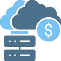 Cloud Database Glyph Two Color Icon Design vector