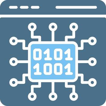 binario código glifo dos color icono diseño vector