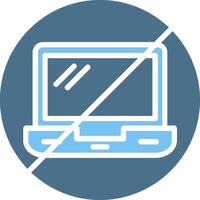 No Laptop Glyph Two Color Icon Design vector
