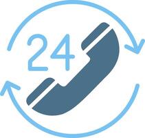 24 Hours Support Glyph Two Color Icon Design vector