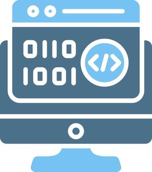 binario código glifo dos color icono diseño vector