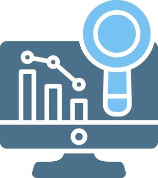 analítica glifo dos color icono diseño vector