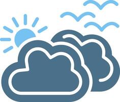 Cloudy Glyph Two Color Icon Design vector