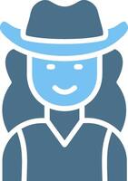 Cowgirl Glyph Two Color Icon Design vector
