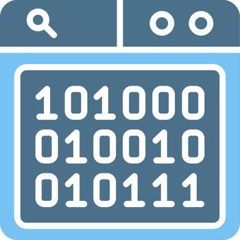 binario código glifo dos color icono diseño vector
