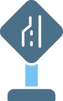 End Of Additional Lane Glyph Two Color Icon Design vector