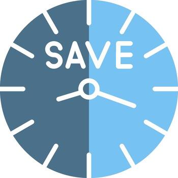 Save Time Glyph Two Color Icon Design vector