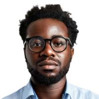 Portrait of a Man With Glasses Against a Plain Background in a Bright Indoor Setting png