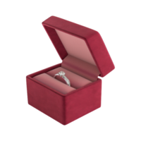 Elegant Engagement Ring in Velvet Box. Diamond Ring in Red Box png
