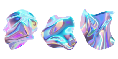 Colorful Iridescent Abstract Forms in 3D. Abstract Shapes with Fluid Design png