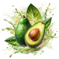 Dynamic Green Splash with Fresh Avocado png