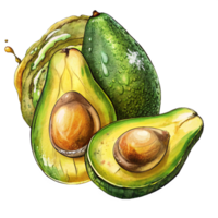 Avocado with Artistic Splash of Color png