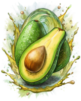 Avocado in Motion with Splash Effect png