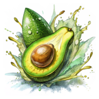 Dynamic Motion of Splash with Avocado png