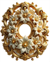 Golden Frame Enveloped by Delicate White Blossoms png