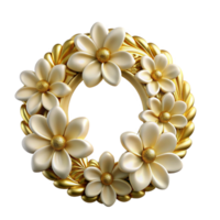 Ornamental Gold Frame Accented with White Florals png