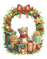 Christmas Frame Highlighting Teddy Bear with Candy Canes png