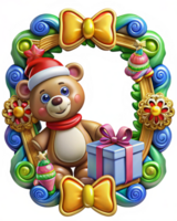 Holiday Frame with a Teddy Bear and Gift Boxes png