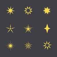 Golden Sparkle Stars Set Collection on White Background vector