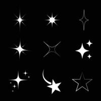 Flat sparkling star collection white color vector