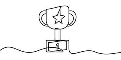 continuous line drawing of trophy symbol. abstract line art illustration symbolizing champion vector