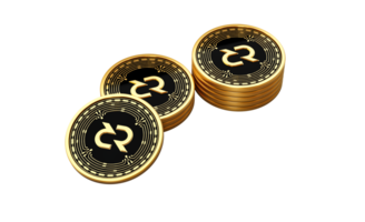 3d Stack Of Golden Cryptocurrency Decred Rounded Coins Stack 3d Illustration png