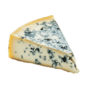 un cuña de azul queso con un desaparecido mordedura en un blanco antecedentes png