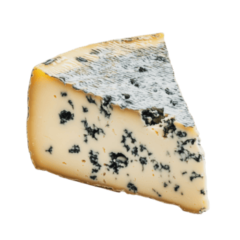 cremoso azul queso cuña desplegado en un sencillo blanco antecedentes png