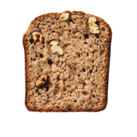 Slice of walnut bread on white background png