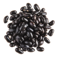 A close-up view of a pile of black beans on a white background png