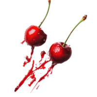 Fresh cherries bursting with juice captured against a white background png