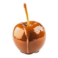 Caramel apple with shiny coating on a white background png
