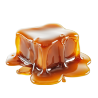 Melted caramel cube on a white background png