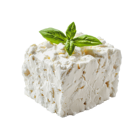 Fresh feta cheese with basil on a white background png