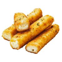 Crispy cheese sticks on a white plate png