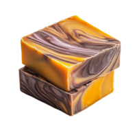 Handcrafted marbled soap on a white background png