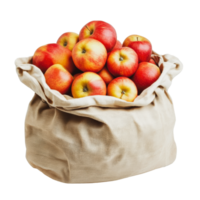 Apples in a burlap sack on a white background png