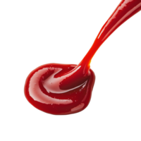 Pouring bright red ketchup on a white surface png