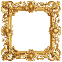 Ornate golden picture frame on a white background png